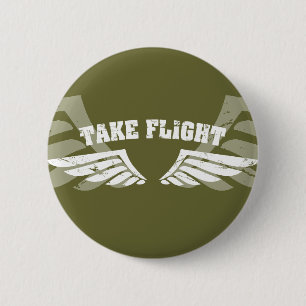 Take Flight Aviation Wings Pinback Button