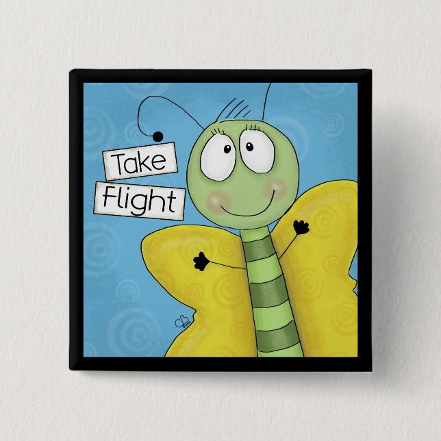 Take Flight Butterfly Button (Front)