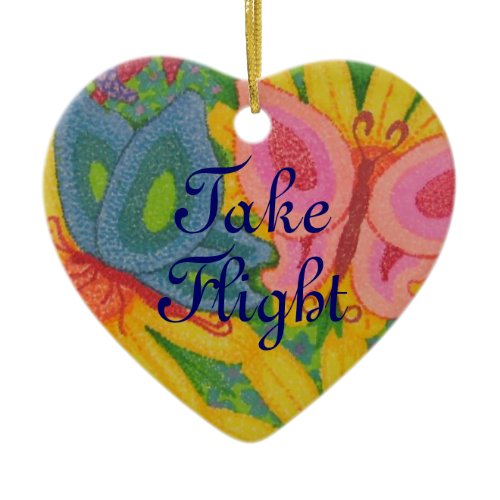 Take Flight Dual Butterfly Heart Shaped Ornament