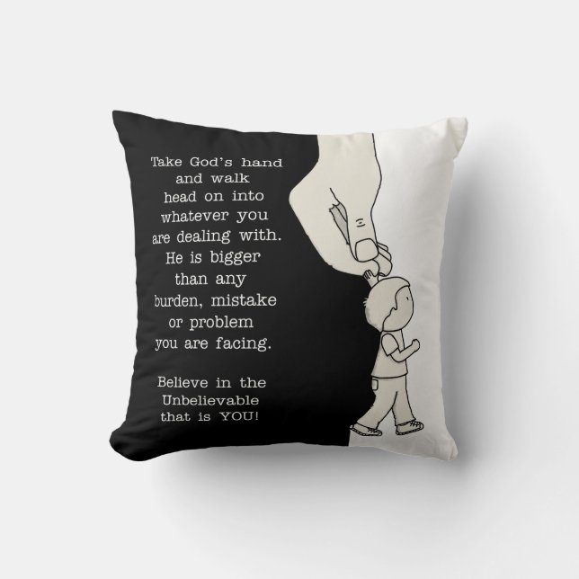 Take God’s Hand Throw Pillow (Front)