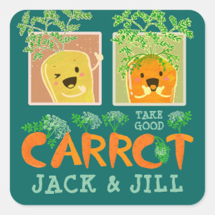 Take Good Carrot Jack & Jill Motivational Pun Square Sticker