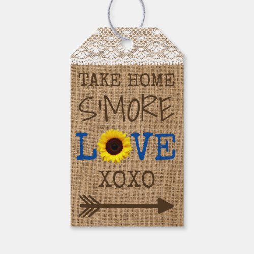 Take Home SMore Burlap Sunflower Change Colors Gift Tags