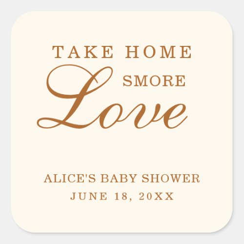 Take Home Smore Love Elegant Ivory Baby Shower Square Sticker