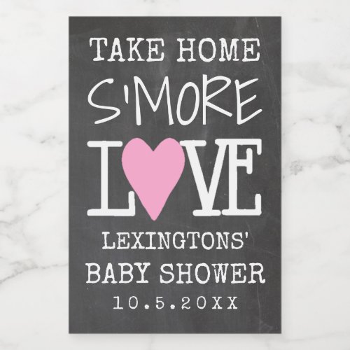 Take Home SMore Love Girls Baby Shower Food Label