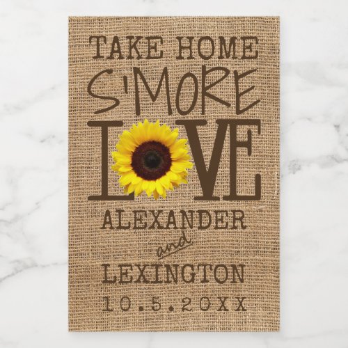 Take Home SMore Love Sunflower Food Label