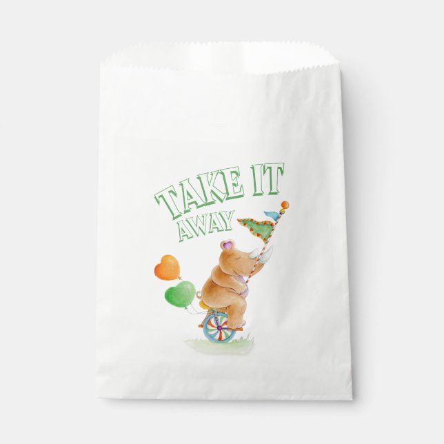 Take it away personalized circus whimsy favor bags (Front)