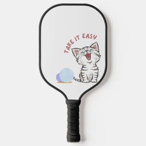 Take it easy cat water color Pickleball Paddle