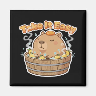 Take It Easy Cute Capybara   Funny Kawaii Animal  Magnet