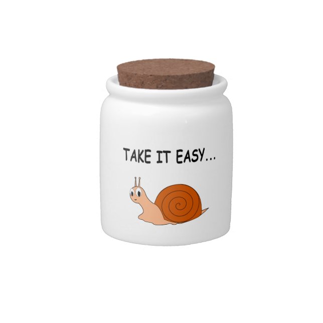 Take It Easy Cute Cartoon Snail Candy Jar (Front)
