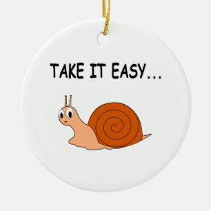 Take It Easy Cute Cartoon Snail Ceramic Ornament