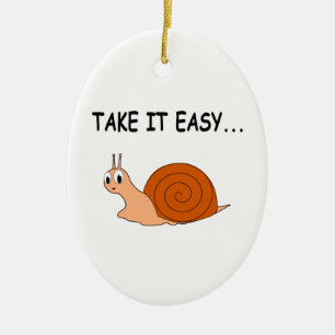 Take It Easy Cute Cartoon Snail Ceramic Ornament