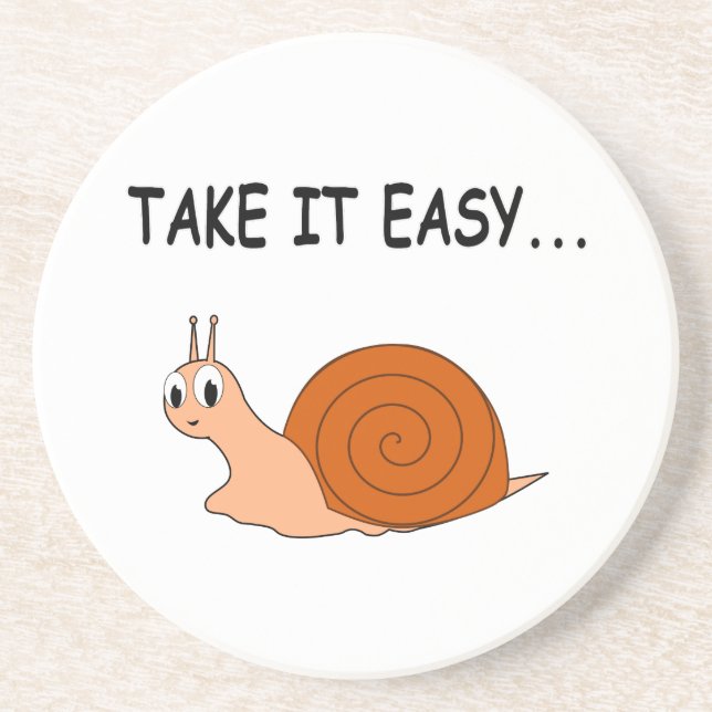 Take It Easy Cute Cartoon Snail Drink Coaster (Front)