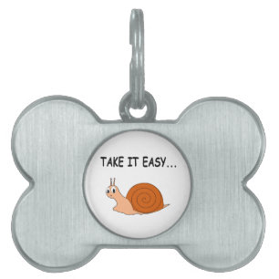 Take It Easy Cute Cartoon Snail Pet ID Tag