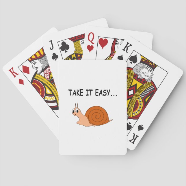 Take It Easy Cute Cartoon Snail Poker Cards (Back)