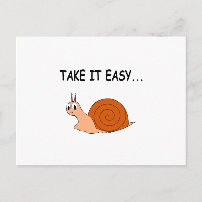 Take It Easy Cute Cartoon Snail Postcard (Front)