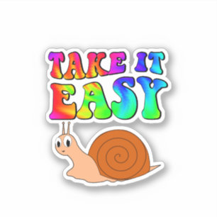 Take It Easy Cute Cartoon Snail With Groovy Text Sticker