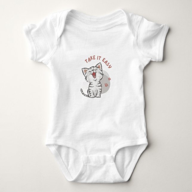 take it easy funny kitten cat baby suit bodysuit (Front)