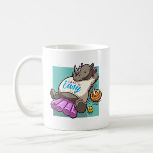 Take It Easy Relaxed Rhino Funny Pool Cartoon Coffee Mug