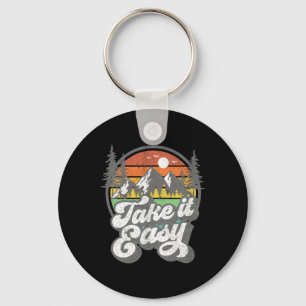 Take It Easy Retro Camping Hiking Camper Outdoor H Keychain