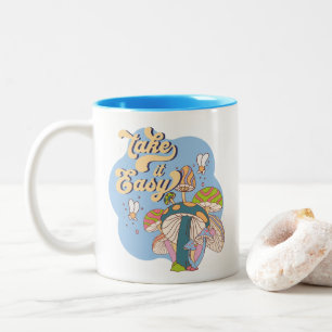Take It Easy – Retro Psychedelic Mushroom Two-Tone Coffee Mug