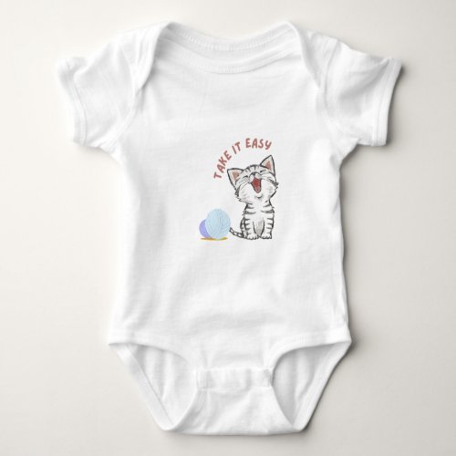 Take it easy water colour ball wakeup cat  baby bodysuit