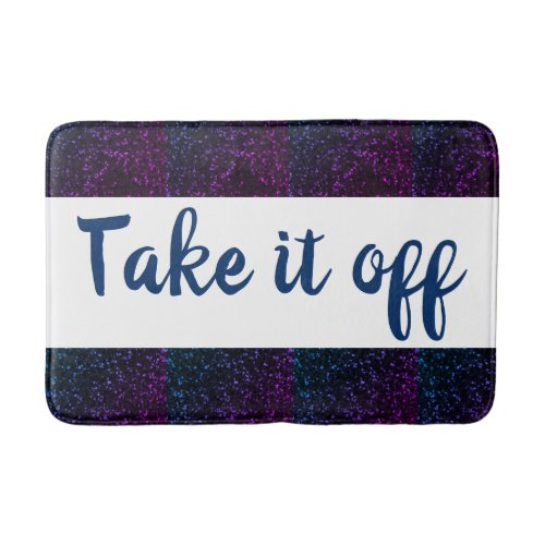 Take it off Bath Mat with Blue Purple Sparkle Trim