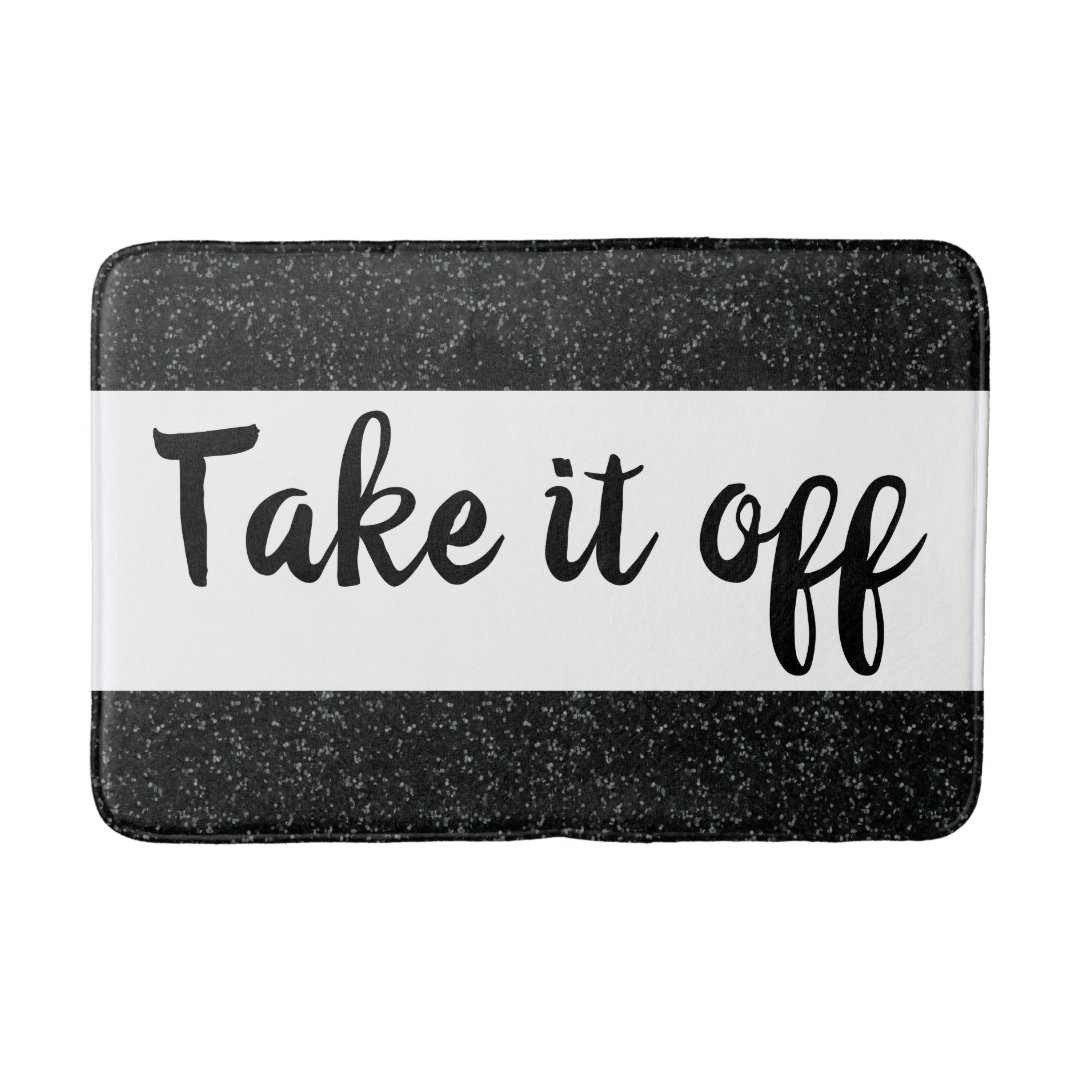 Take it off White and Black Sparkle Bath Mat Zazzle