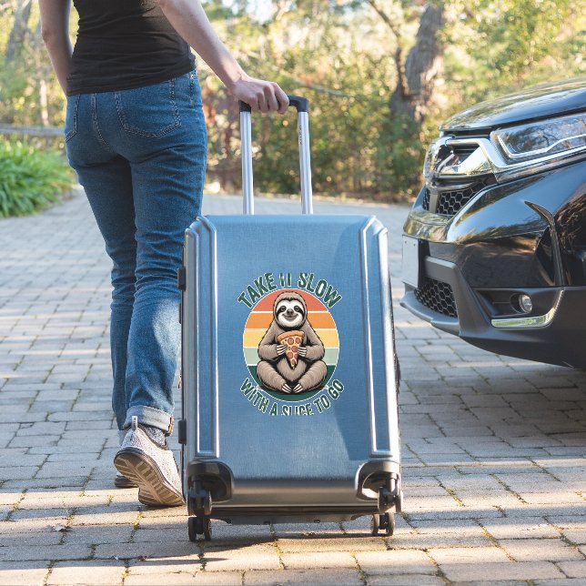 Take It Slow with a Slice to Go Sticker (Suitcase Insitu)