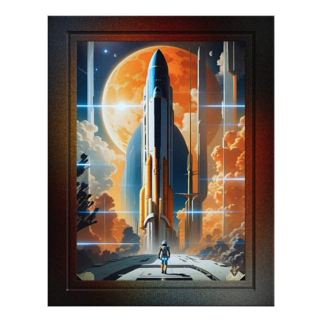 Take Lunar Launch - Journey To Moon Retro Poster (Front)