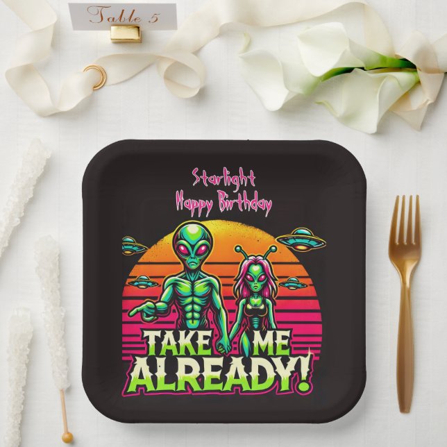 Take Me Already! Alien Adventures Here! Paper Plates (Wedding)