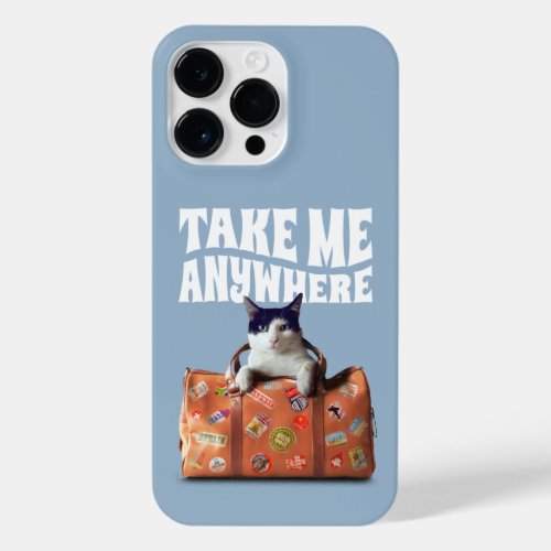 TAKE ME ANYWHERE TRAVEL SUITCASE CAT iPhone 14 PRO MAX CASE