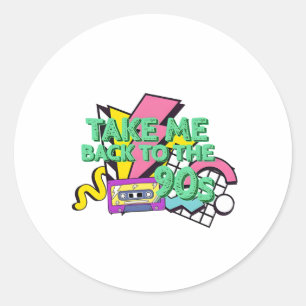 Take Me Back 90s Color Pop Art Classic Round Sticker