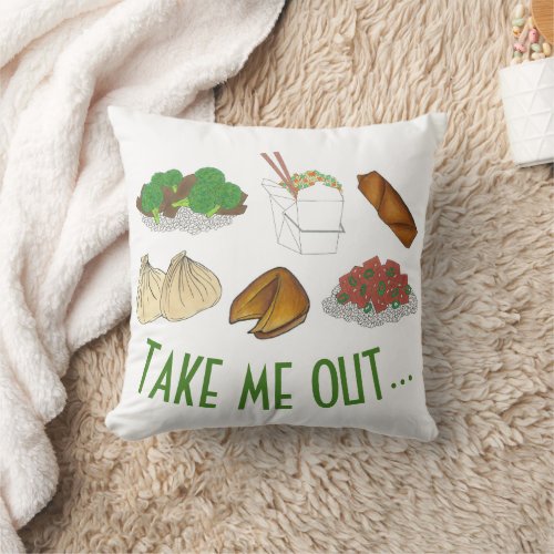 TAKE ME OUT Chinese Restaurant Takeout Food Throw Pillow