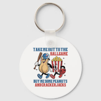 Take Me Out To Llgame Buy Me Some Peanuts Crackerj Keychain