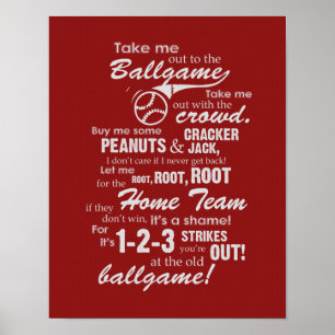Take Me Out To The Ballgame - Red Poster