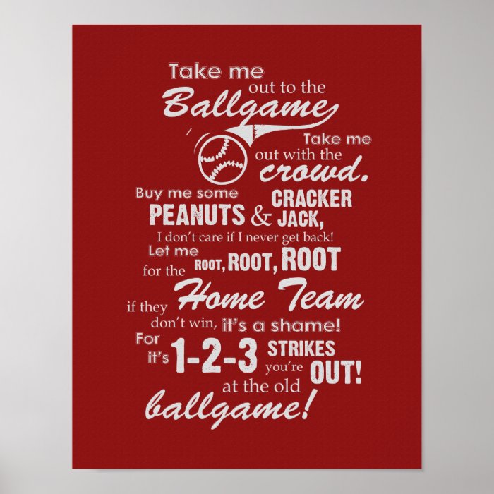 Take Me Out To The Ballgame   Red Poster