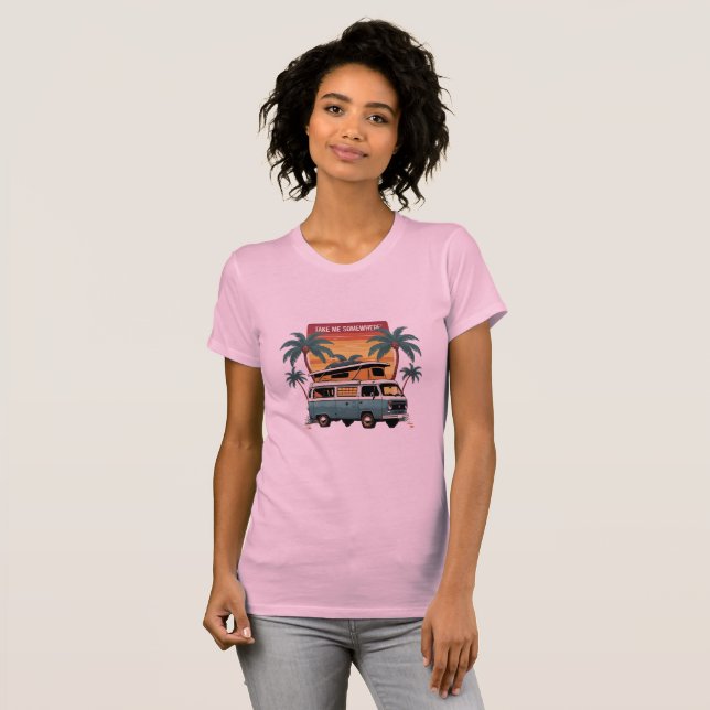 Take Me Somewhere – Retro Van Life Women's T-Shirt (Front Full)