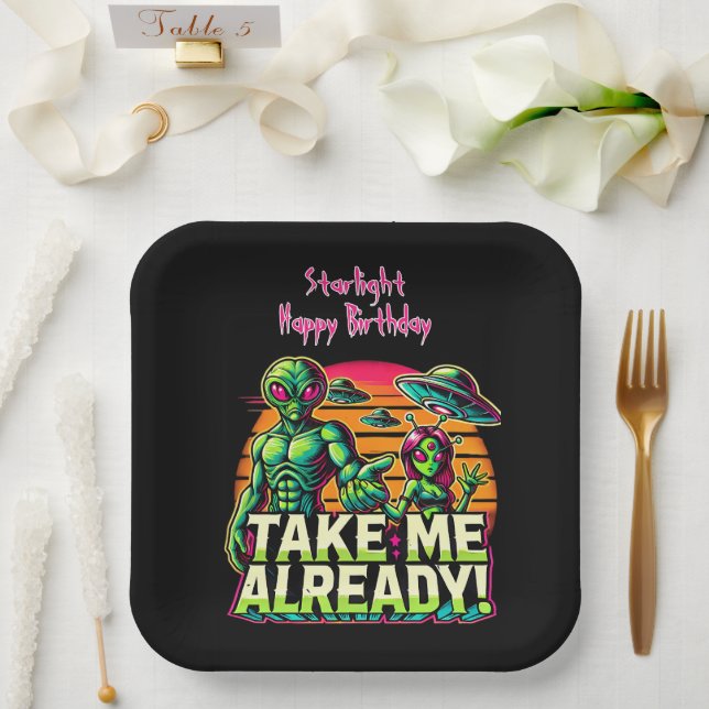 Take Me to Cosmic Adventures! Paper Plates (Wedding)