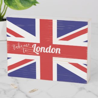 Take me to London | UK Flag / Union Jack Wooden Box Sign