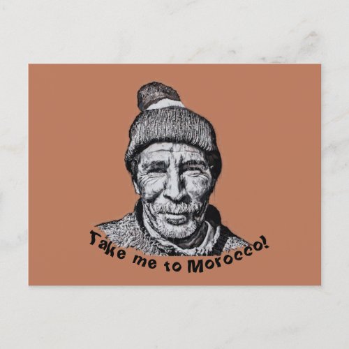 Take Me To Morocco Marrakesh Old Man Wall Painting Postcard