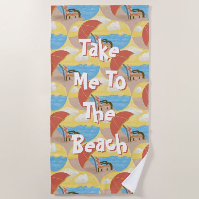 Take Me to The Beach Illustration Towel (Front)
