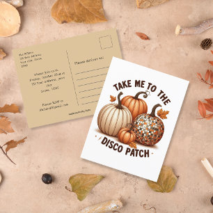 Take me to the Disco Patch watercolor pumpkins Postcard