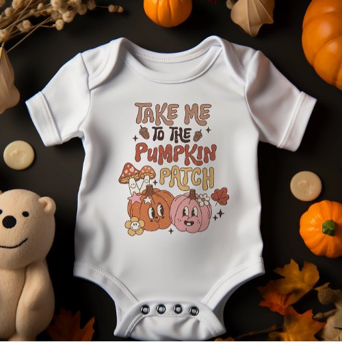 Take Me to the Pumpkin Patch Cute Retro Baby Bodysuit