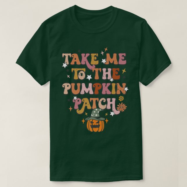 Take Me To The Pumpkin Patch Farm House Hello Fall T-Shirt (Design Front)