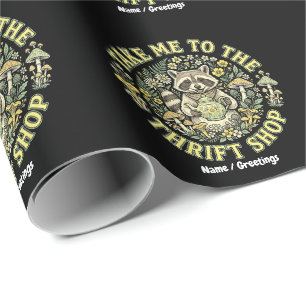 Take Me To The Thrift Shop Vintage Raccoon Cottage Wrapping Paper