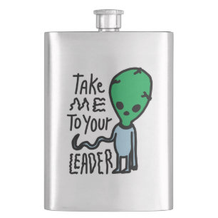 Take me to your Leader   Cute Alien sarcasm quote Flask