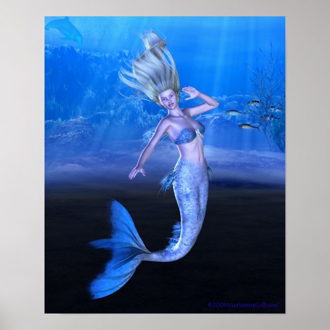 Take My Hand and Follow Your Heart Mermaid Art Poster (Front)