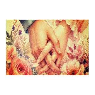 Take My Hand + Flowers White Reusable Wedding Acrylic Print