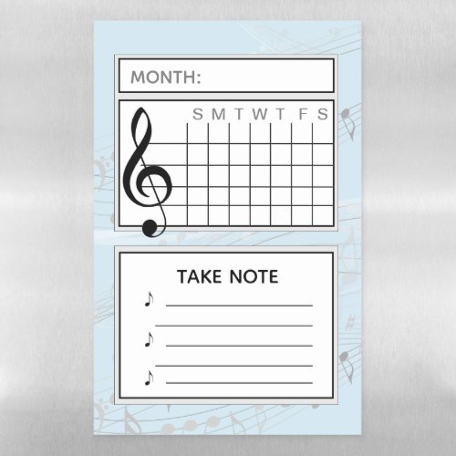 Take Note Music Notes Calendar Magnetic Dry Erase  Magnetic Dry Erase Sheet