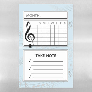 Take Note Music Notes Calendar Magnetic Dry Erase  Sheet